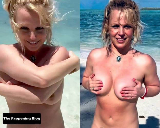 Britney Spears Naked Topless on Beach Tits 15